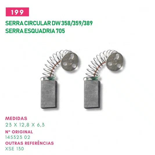 Escova de Carvão Serra Circular Dewalt 358/359/389