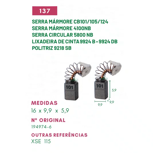 Escova de Carvão Serra Marmore Cb 101-4100h Politriz 9218 Sb