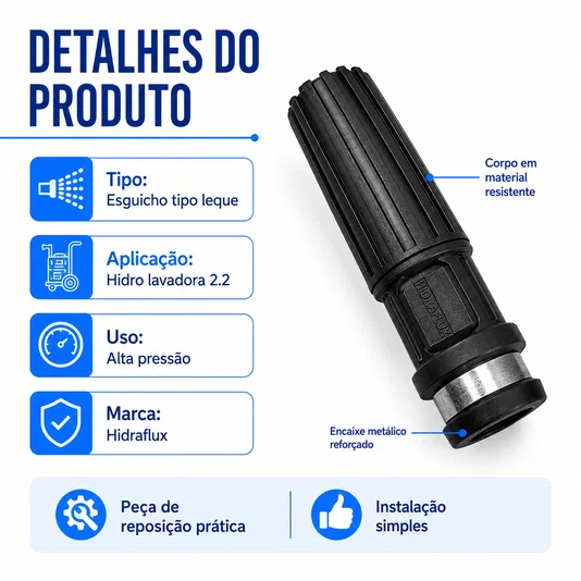Esguicho para Hidro Lavadora Tipo Leque 2.2 Alta Pressão
