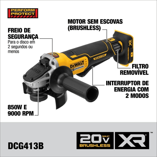Esmerilhadeira 20v Brushless Sem Bateria Dcg413b-b2 Dewalt