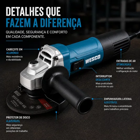 Esmerilhadeira Lixadeira 5 Pol 125mm 900w 220v Ws4750 Wesco