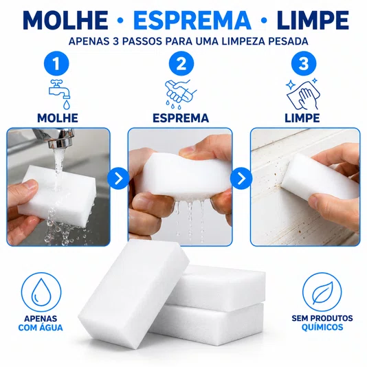 Esponja Magica Tekbond Limpeza Pesada Doméstica 3 Unidades