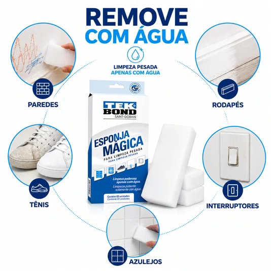 Esponja Magica Tekbond Limpeza Pesada Doméstica 3 Unidades