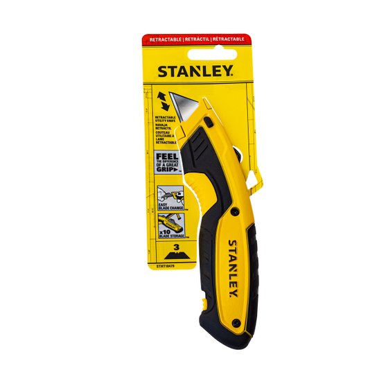 Estilete Retratil com Lâmina Trapezoidal Troca Rápida Stanley