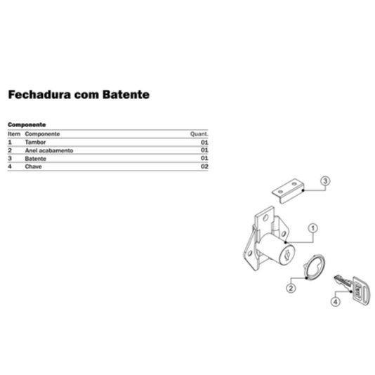 Fechadura de Gaveta Com Batente 17 X 22mm Mesmo Segredo 10 Und