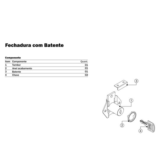 Fechadura p/ Gaveta c/ Batente 17x31mm Niquelado 10 Unidade