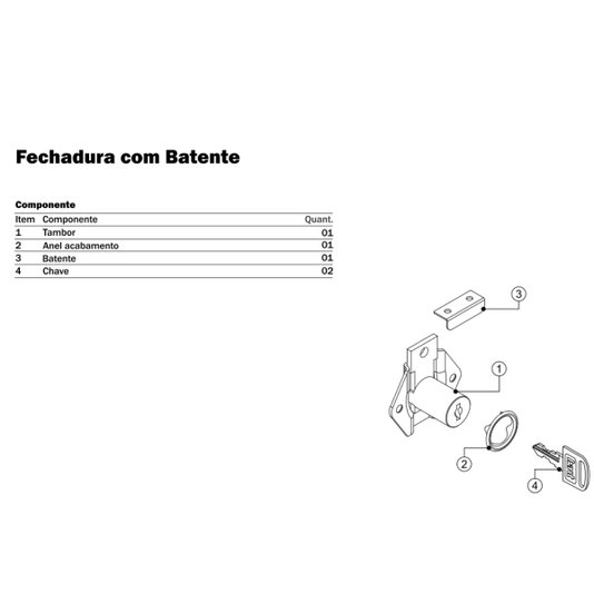 Fechadura P/ Gaveta com Batente 17 X 31mm Niquelado - Hardt