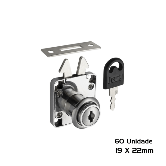 Fechadura p/ Porta de Correr 19 X 22mm Cromado 60 Unidade