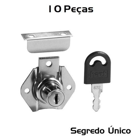 Fechadura de Gaveta Com Batente 17 X 22mm Mesmo Segredo 10 Und
