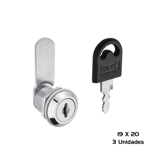 Fechadura Para Moveis de Aço 19 X 20mm Hardt 3 Unidade