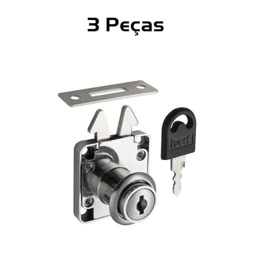 Fechadura Para Porta de Correr 19 X 22mm Cromado 3 Peças