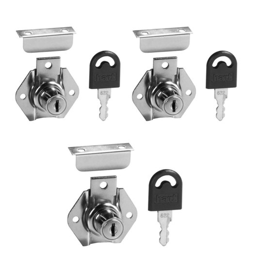 Fechadura Segredo Unico para Gaveta Batente 17 X 22 mm 3 Und