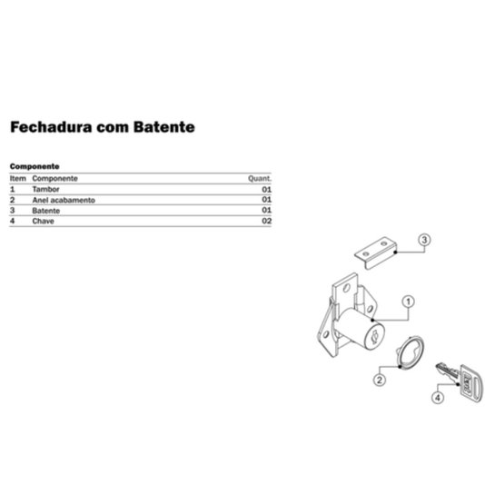 Fechadura Segredo Unico para Gaveta Batente 17 X 22mm 7 Und