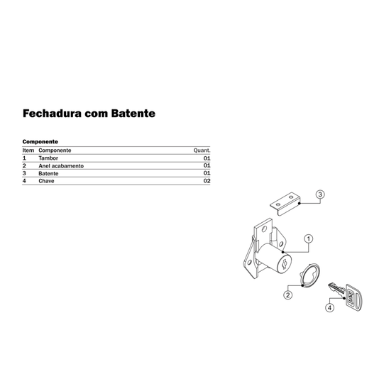Fechadura Segredo Unico para Gaveta com Batente 17 X 22mm