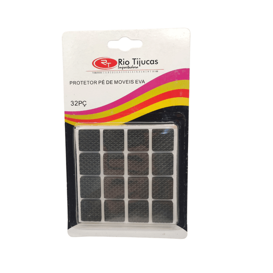 Feltro Adesivo Quadrado Eva 20mm Preto Cartela com 32 Peças