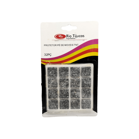 Feltro Adesivo Quadrado Tnt 20mm Cinza Cartela com 32 Peças