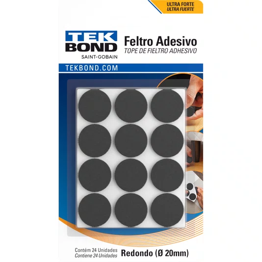 Feltro Adesivo Redondo Tnt 20mm Preto Cartela com 24 Peças