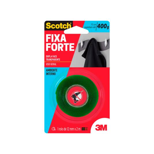 Fita Dupla Face 3m 12mm X 2mts Uso Interno 400g Verde