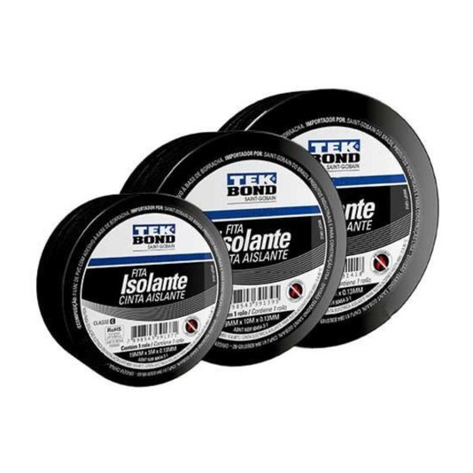 Fita Isolante Preta 19mm X 20 Metros Uso Geral Tekbond