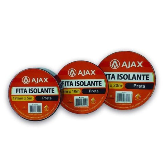 Fita Isolante Preta Antichama 19mm X 20 Metros com 10 Rolos Ajax