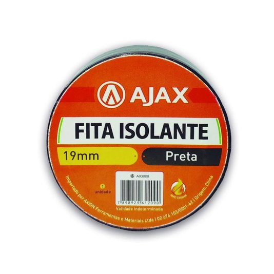 Fita Isolante Preta Antichama 19mm X 20 Metros com 10 Rolos Ajax