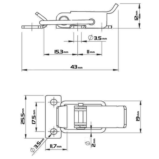 Grampo Fecho Rápido Trava Pressão FE/E8 Inox - 10 Unidades