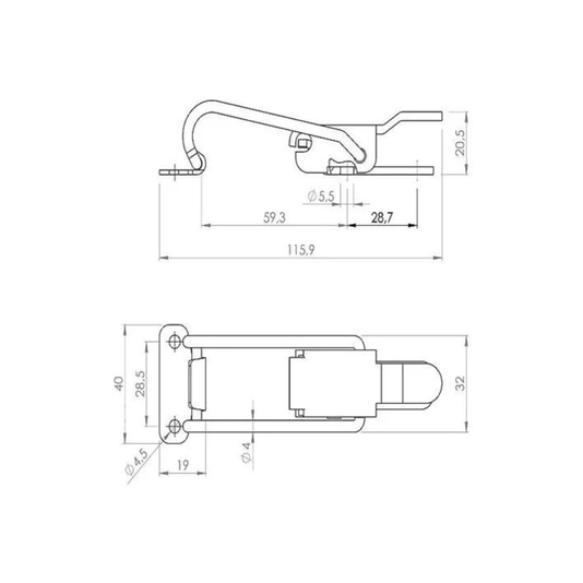 Grampo Fecho Rapido Trava Pressão Fh2/e9 Zincado