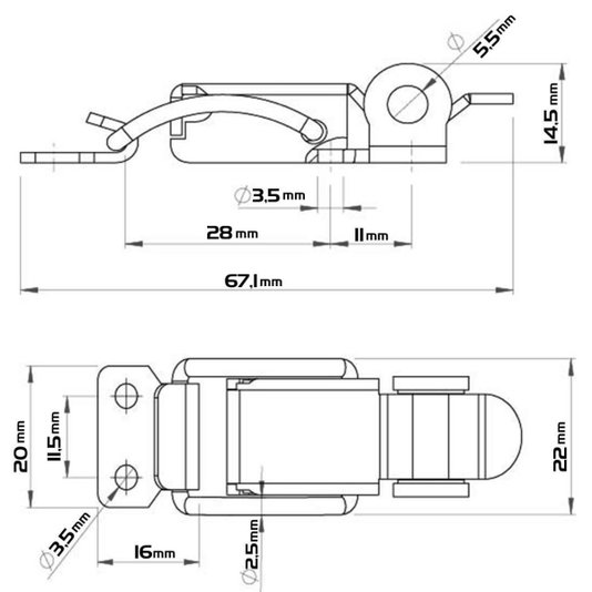 Grampo Fecho Trava Pressão Porta Cadeado FA3/E1 Inox 10 Und