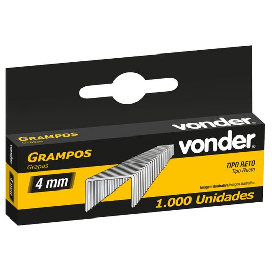 Grampo Reto para Grampeador 4mm Vonder com 1000 Peças