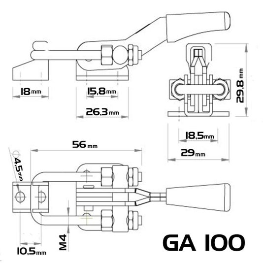 Grampo Tensor de Aperto Rápido Ga 100 Dobrado Inox 2 Und