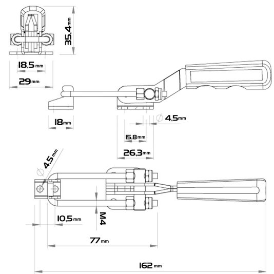 Grampo Tensor de Aperto Rápido Ga 105 Dobrado Longo Zincado