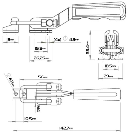 Grampo Tensor de Aperto Rápido Ga 105 Dobrado Zincado