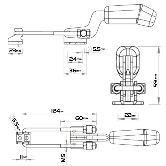 Grampo Tensor de Aperto Rápido Ga 110 Dobrado Longo Zincado