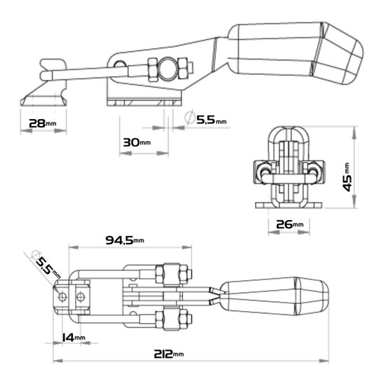 Grampo Tensor de Aperto Rápido Ga 210 Dobrado Zincado