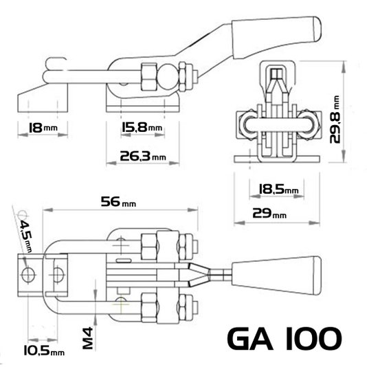 Grampo Tensor de Aperto Rápido Ga 100 Dobrado Inox