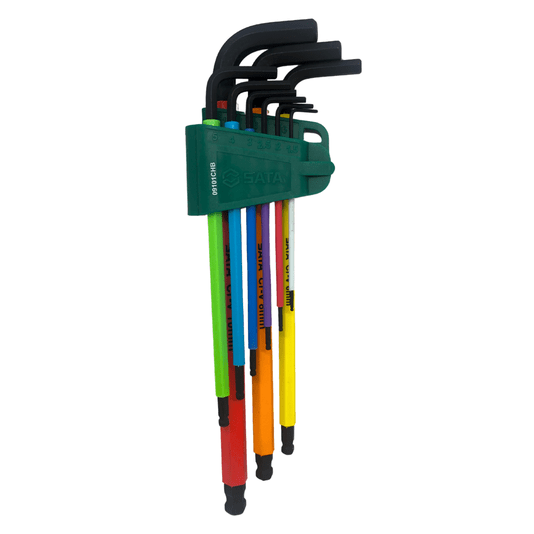 Jogo Chave Allen Abaulada 9 Peças Coloridas 1.5 a 10mm Sata