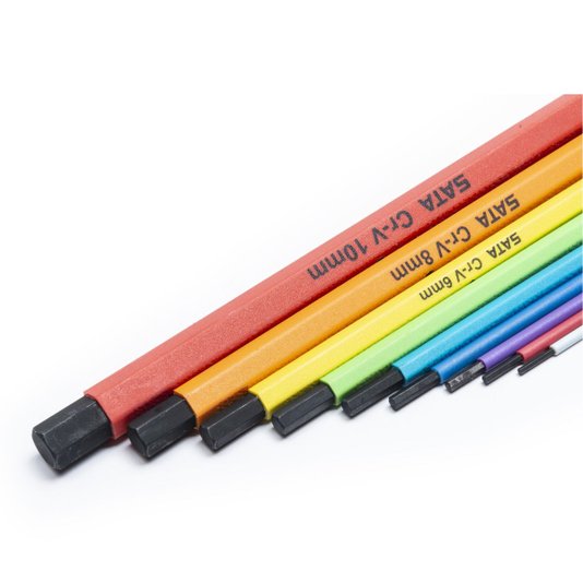 Jogo Chave Allen Longa 9 Peças Coloridas 1.5 a 10mm Sata