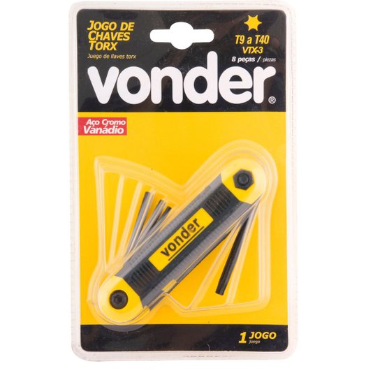 Jogo Chave Torx Hexalobular Canivete 8 Pçs T9 a T40 Vonder