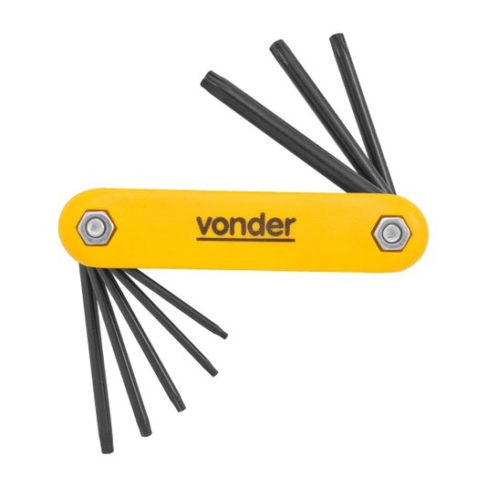 Jogo Chave Torx Hexalobular Canivete 8 Pçs T9 a T40 - Vonder