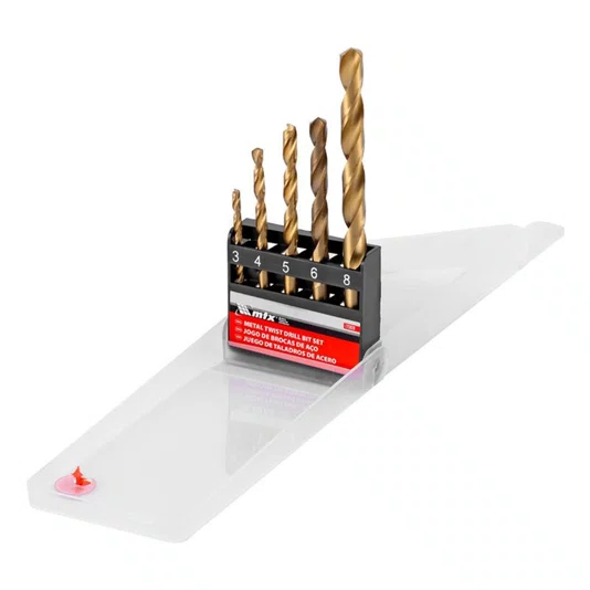 Jogo de Brocas Aço Rápido Titânio 3 a 8mm com 5 Peças Mtx