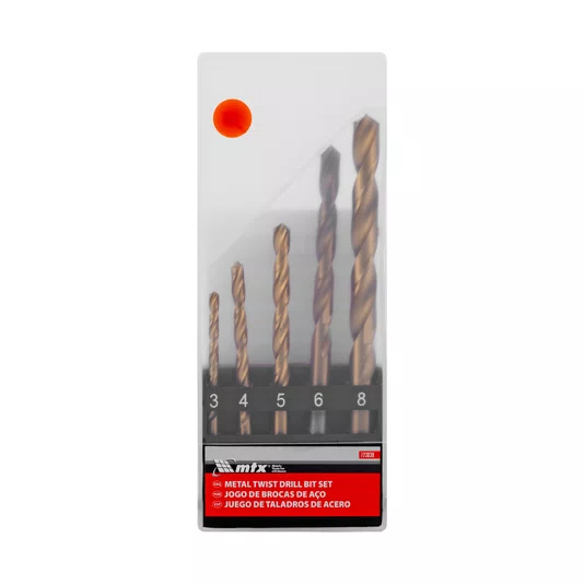 Jogo de Brocas Aço Rápido Titânio 3 a 8mm com 5 Peças Mtx