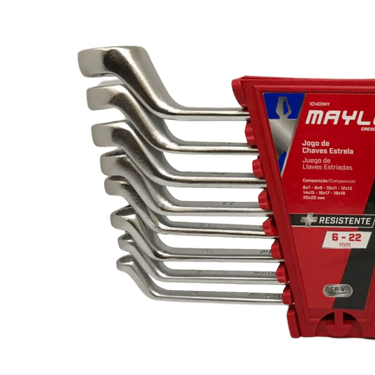 Jogo de Chave Estrela 8 Peças 6 a 22mm Mayle