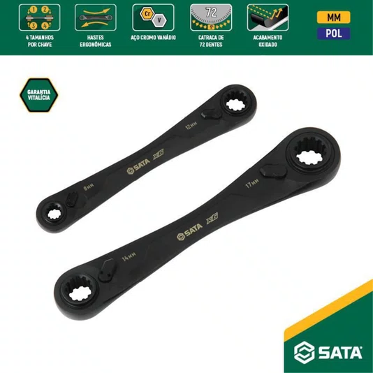 Jogo de Chaves com Catraca Quadbox X6 2 Peças St09059g Sata