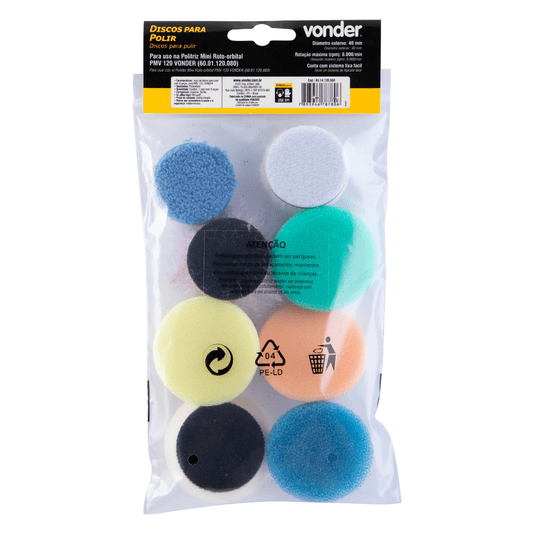Jogo de Discos Boina Polimento para Mini Politriz 12v Vonder