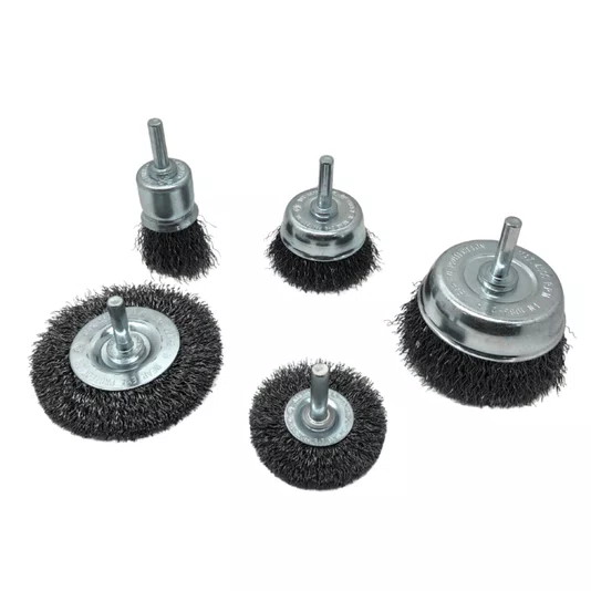 Jogo de Escova de Aço Copo e Circular e Pincel com Haste 1/4
