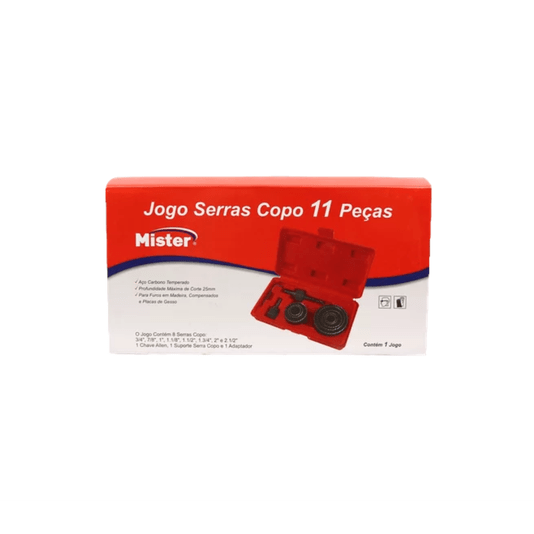 Jogo de Serra Copo para Madeira com 11 Peças Mister
