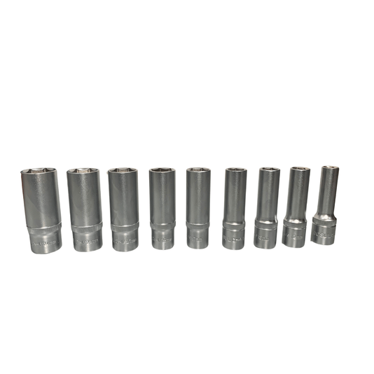 Jogo de Soquetes Sextavado Longo Encaixe 1/2 78mm 9 Peças