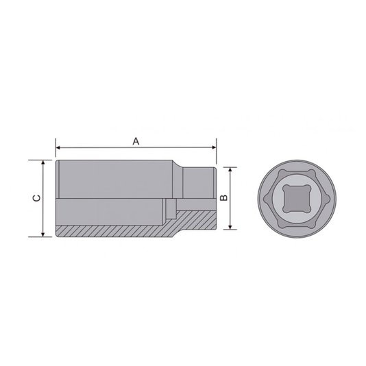 Jogo de Soquetes Sextavado Longo Encaixe 1/2 78mm 9 Peças