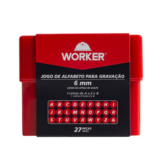 Jogo Punção Alfabeto Letras de a a Z 27 Peças 6mm Worker