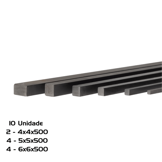 Kit 10 Chaveta 500mm 4 = 6 X 6 X  4 = 5 X 5 2 = 4 X 4